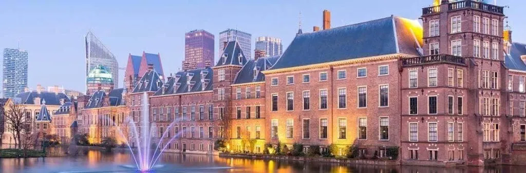 The Binnenhof in The Hague at dusk